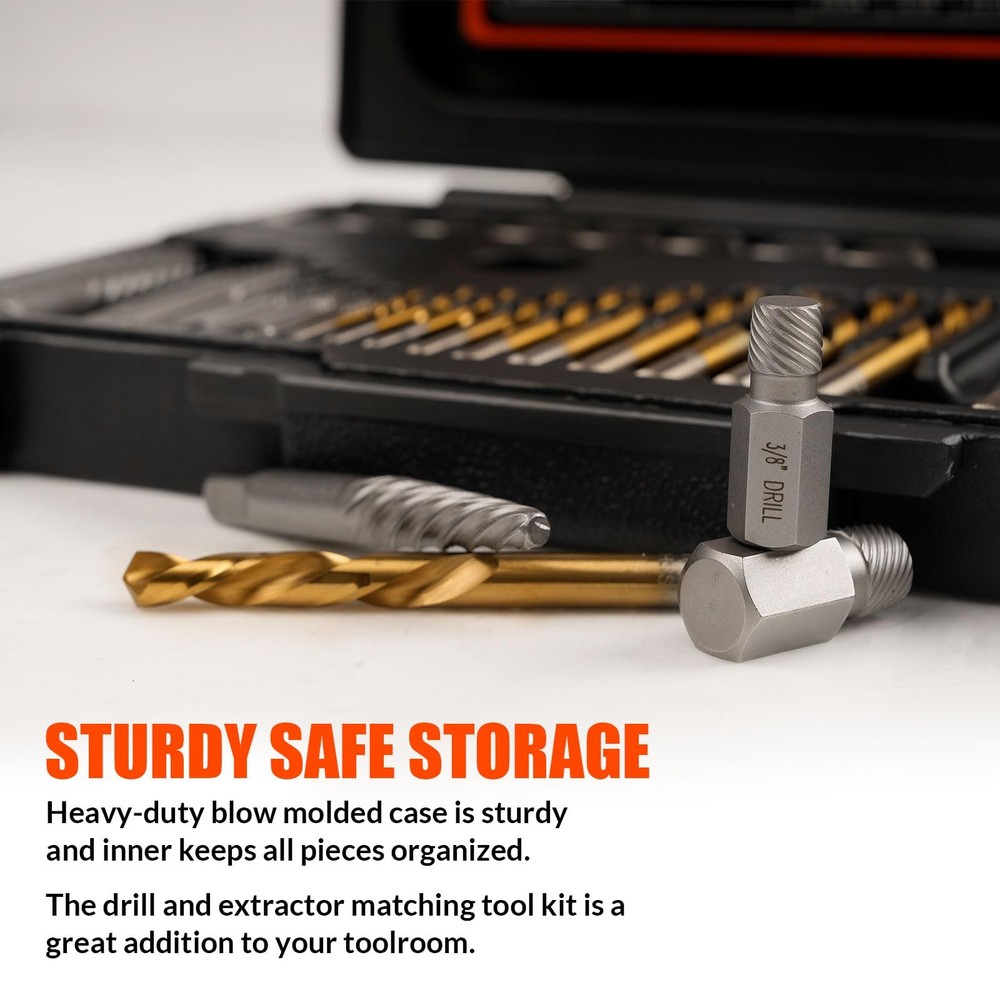 Coobeast 35 Pcs Screw Extractor and Left Hand Drill Bits Set, 35 PCS, Black