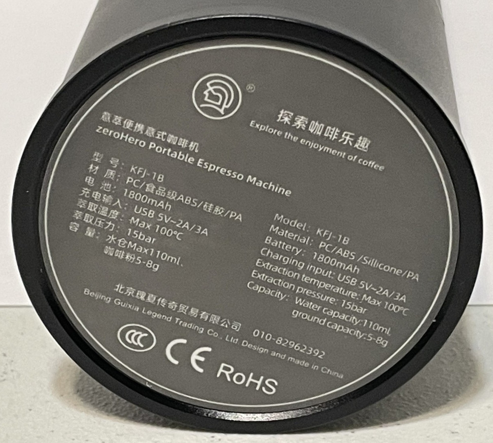 ZeroHero Portable Espresso Machine Black KFJ-1B