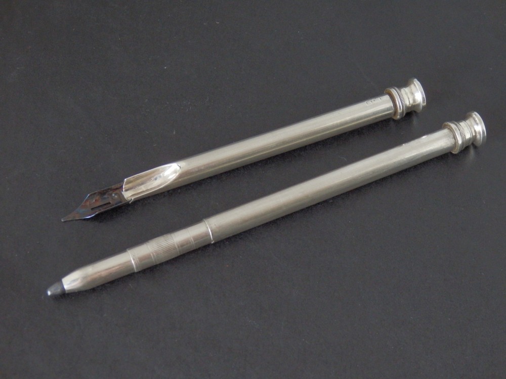 Rare Antique Solid Silver Combination Ruler Propelling Pencil & Pen London 1903