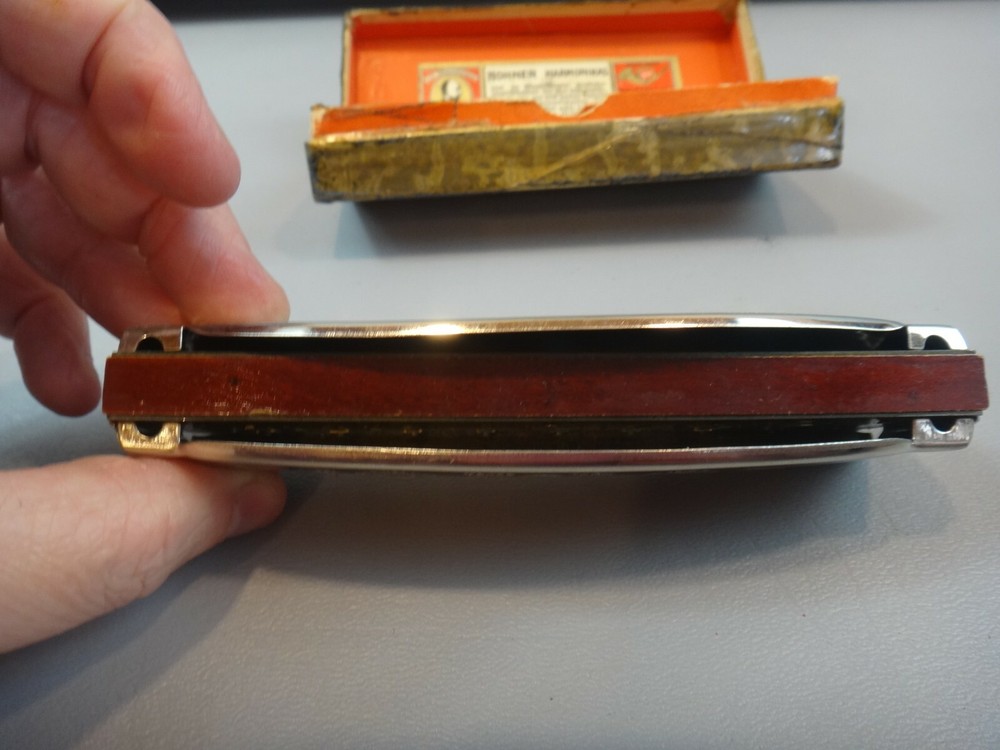 Vintage M. Hohner ECHO Curved HARMONICA Key C in BOX Germany