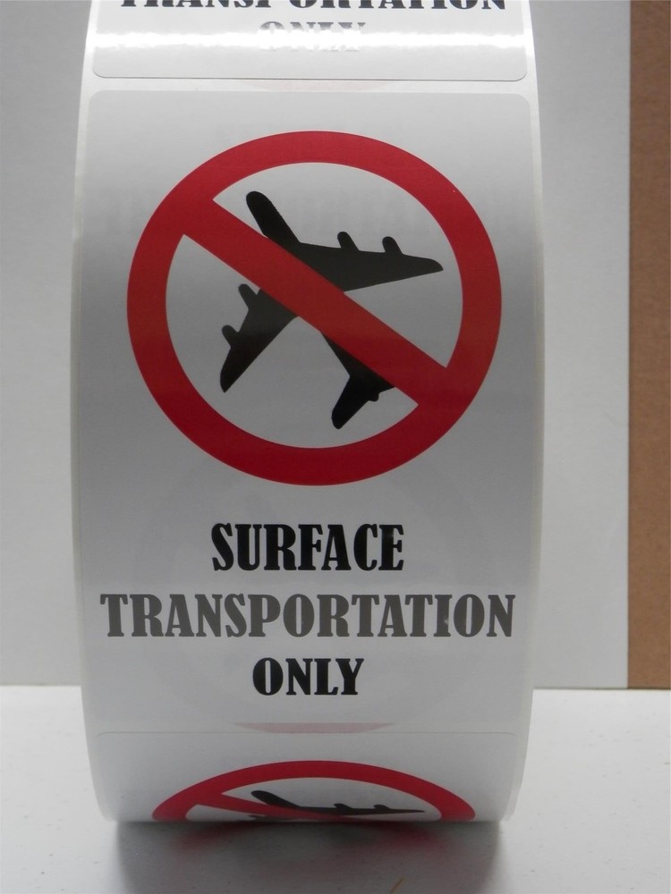 75 SURFACE TRANSPORTATION ONLY large 3.5x5.5 Warning Label Sticker