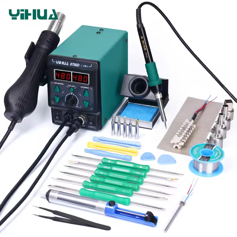 YIHUA  Soldering Iron Station Digital Hot Air Gun Desoldering Rework Station Kit