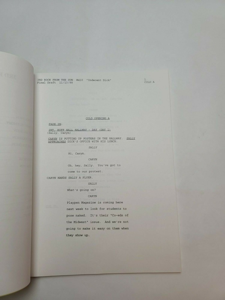3RD ROCK FROM THE SUN / Bob Kushell 1998 TV Script, John Lithgow "Indecent Dick"