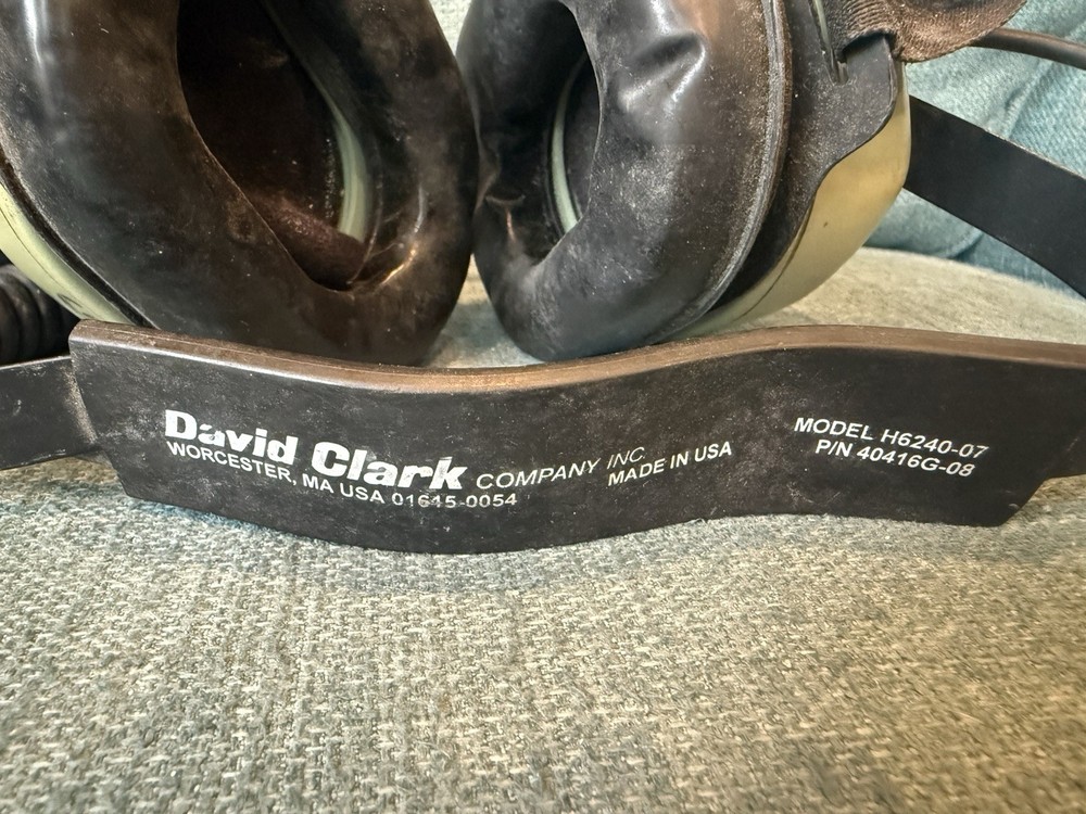 DAVID CLARK MODEL H6240-07 Aviation Pilot Head Headset Tested Read
