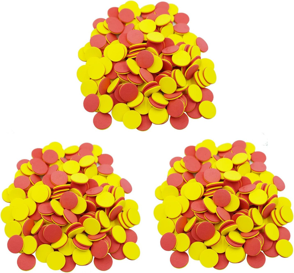DNB 2-Color Foam Counters - 1 Inch Red-Yellow Double-Sided Math Counters, Early