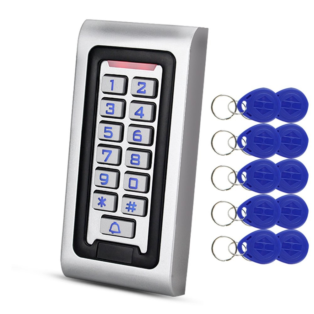 IP68 Waterproof RFID Access Control Keypad, Metal, WG26, 2000 Users, 10 Keyfobs