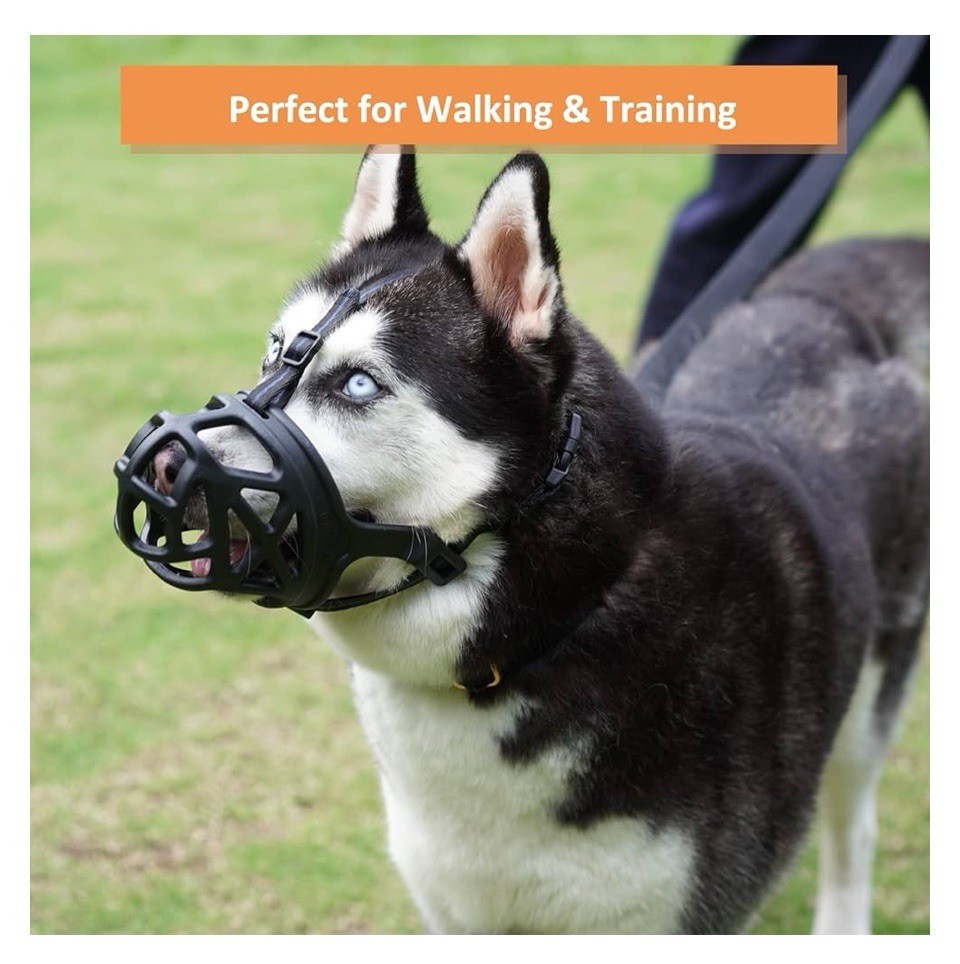 BARKLESS Dog Muzzle Basket Muzzle for Biting Chewing and Scavenging Humane. L