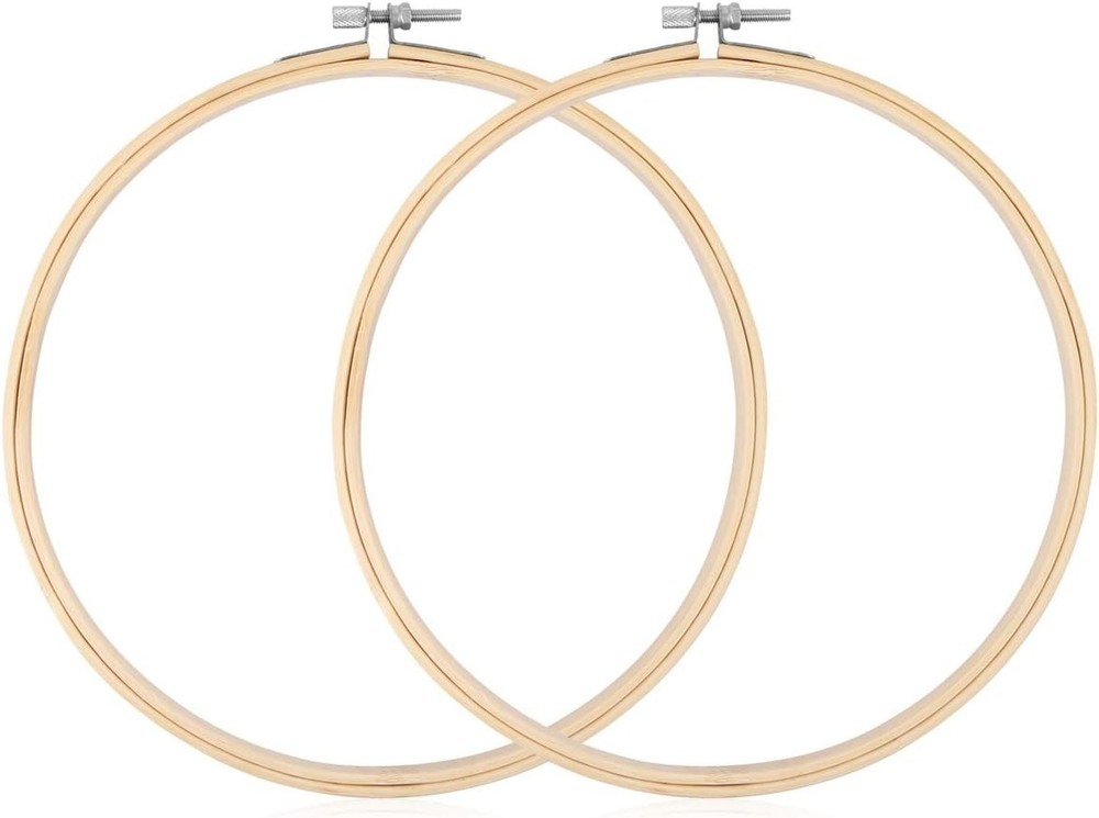 Versatile 2-Pack 7.9 Inch Bamboo Cross Stitch Hoops for Easy Sewing Projects
