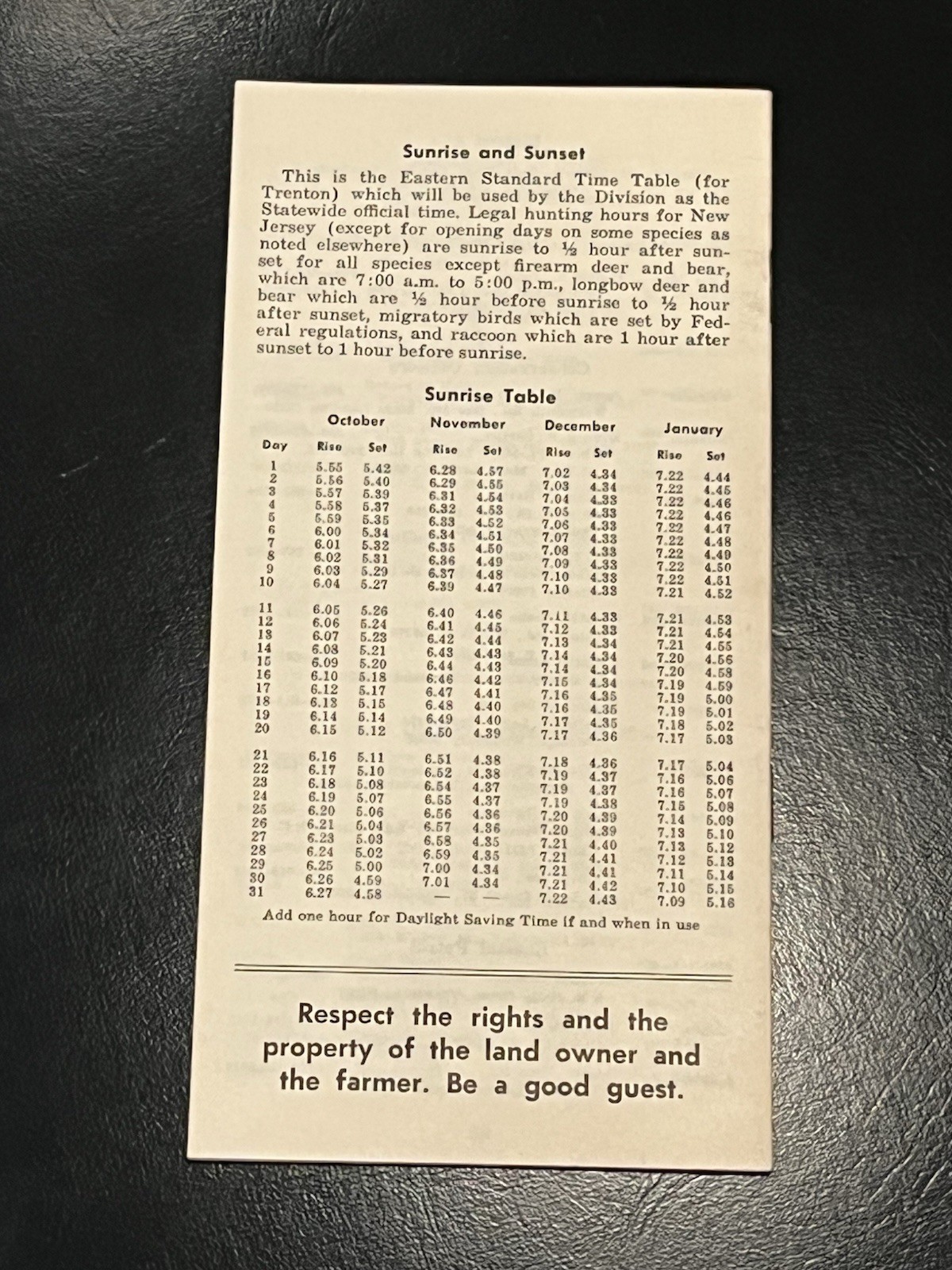 VINTAGE 1969-70 NEW JERSEY GAME LAWS BOOKLET