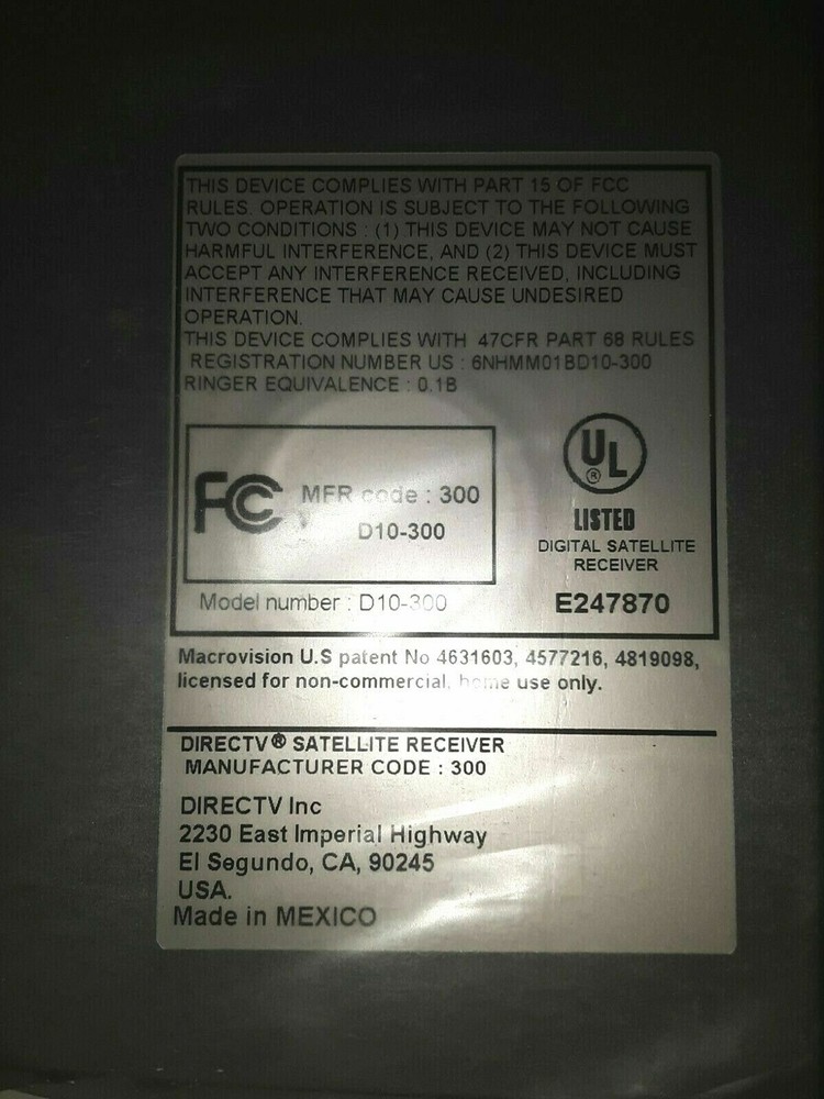 DIRECTV D10-300 Receivers