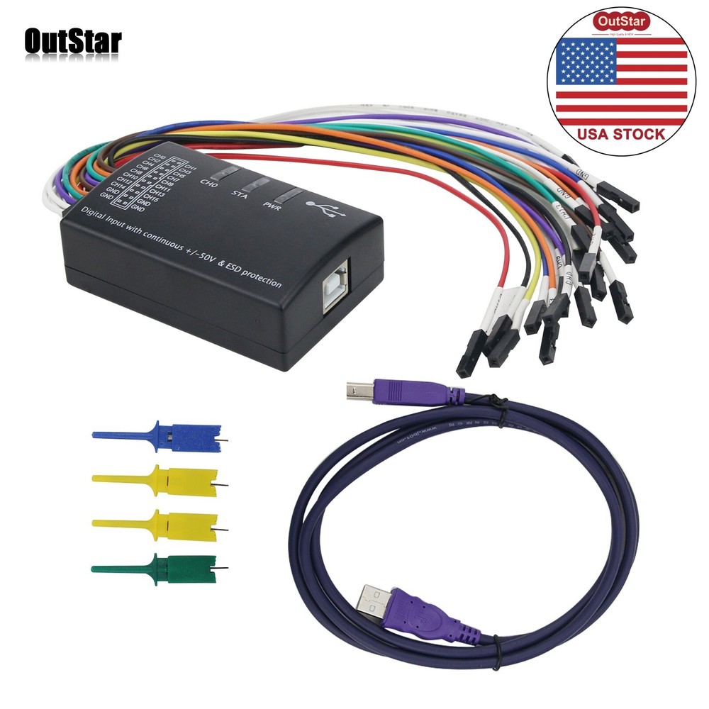 Mini 16 Logic Analyzer USB 100M Max Sample Rate 16-CH Version 1.1.34 *US Stock