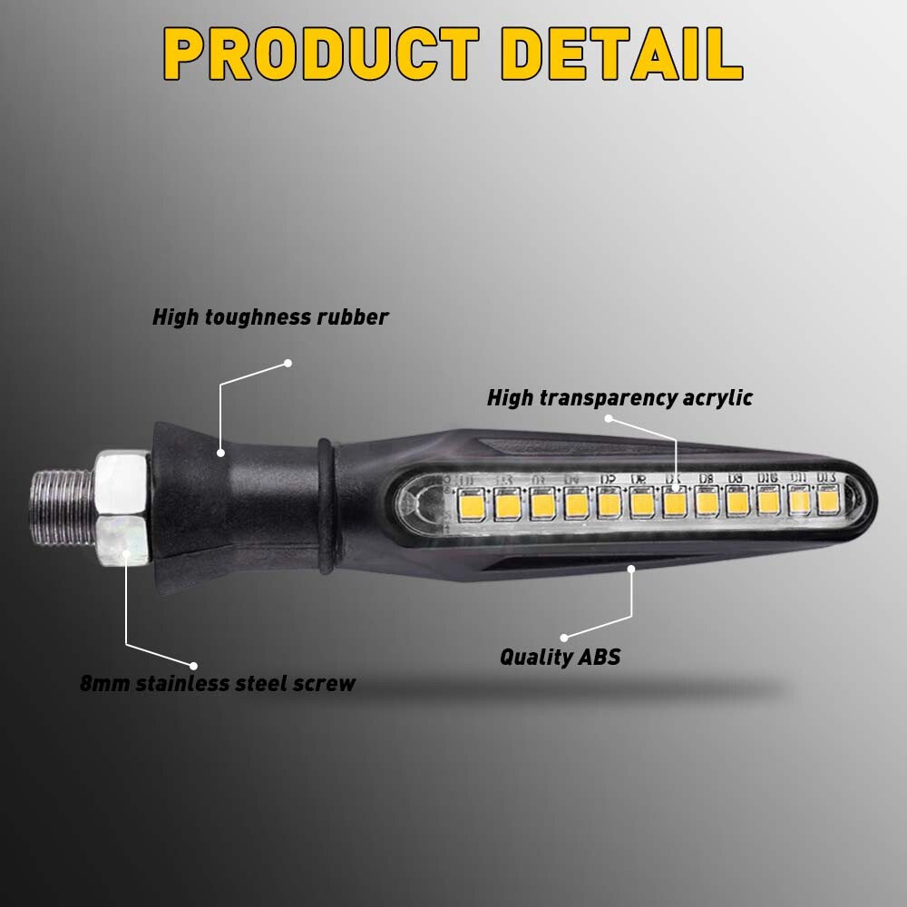 4PCS Universal Motorcycle Amber LEDs Turn Signals Blinker Lights Indicators Flow