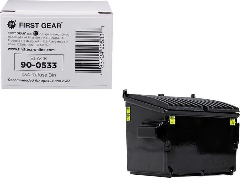 Refuse Trash Bin Black 1/34 Diecast Model by First Gear