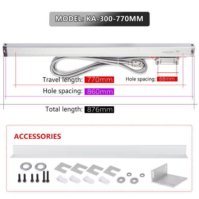 SINO KA300 Linear Glass Scale TTL / CNC Linear Encoder Scale Lectura Digital 5um