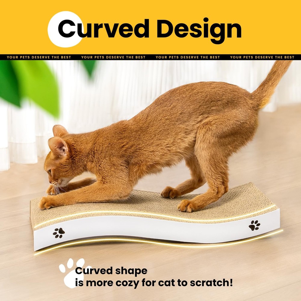 Cat Scratcher, Durable Scratch Pad, Corrugated Medium-White, Medium-White