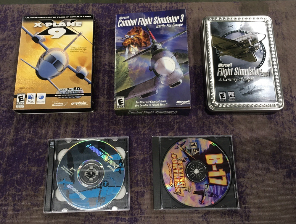 Microsoft 5 Pack PC Games CD-ROM Flight Simulator Custom Bundle