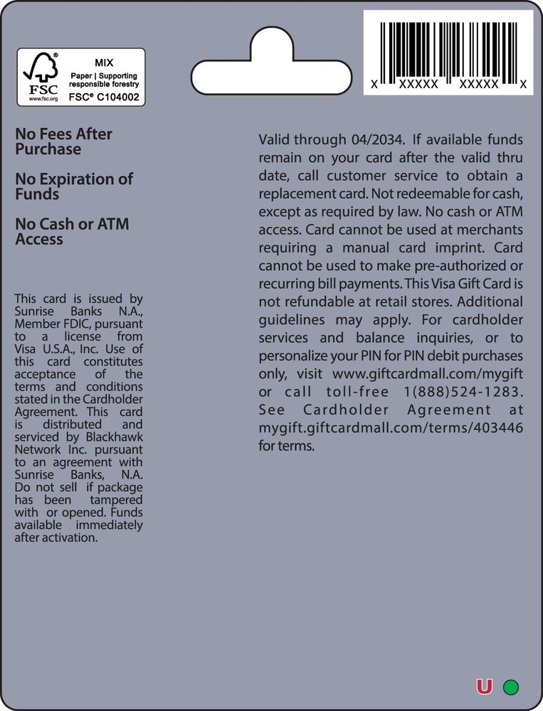 Visa Physical Gift Card $50 (plus $4.95 Purchase Fee)