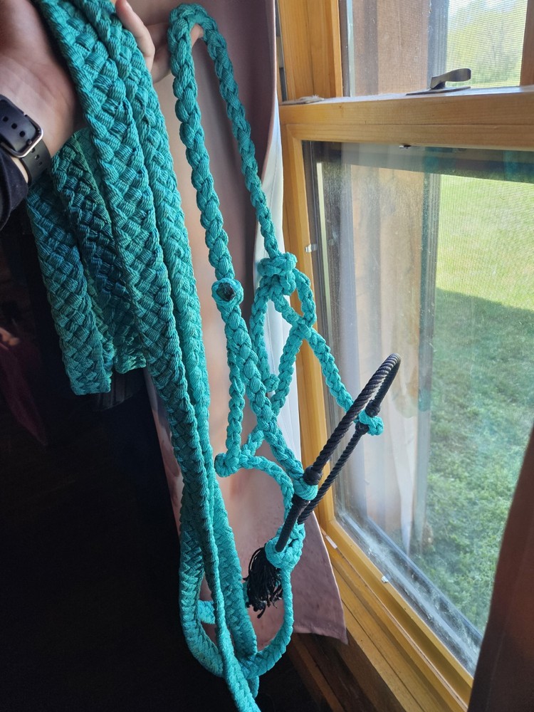 Turquoise Mule tape Loping Hackamore 7' Reins