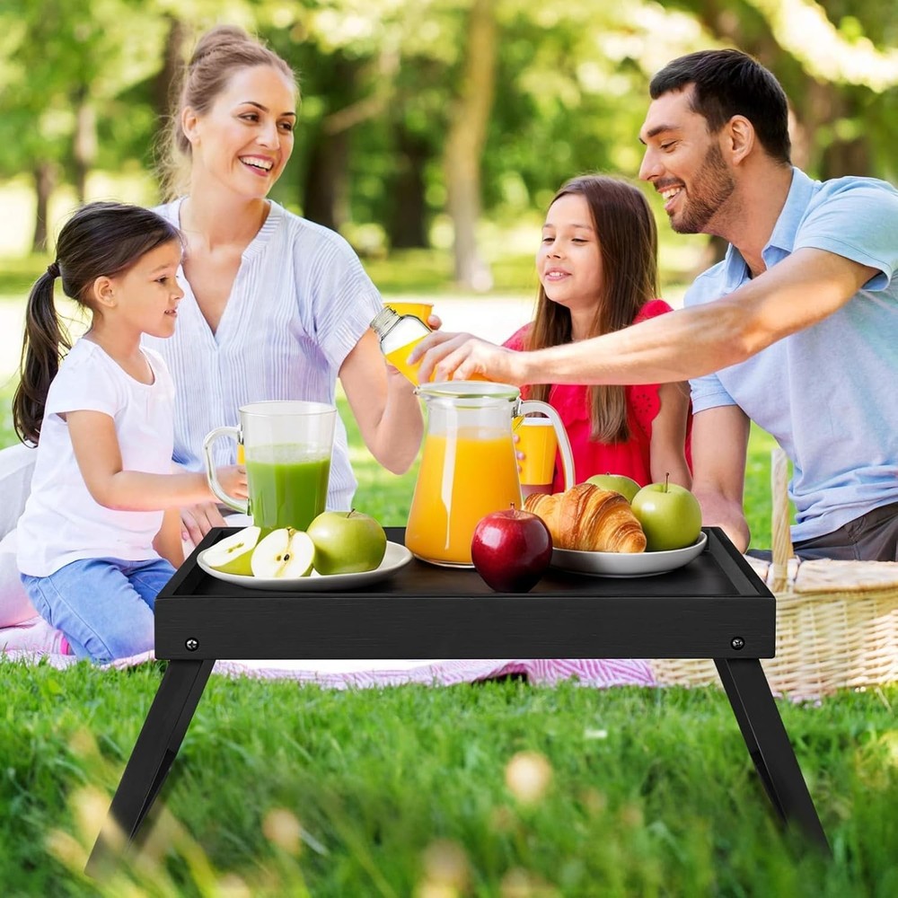 Bamboo Bed Tray Table with Folding Leg Breakfast in for Eating Kitchen Serving