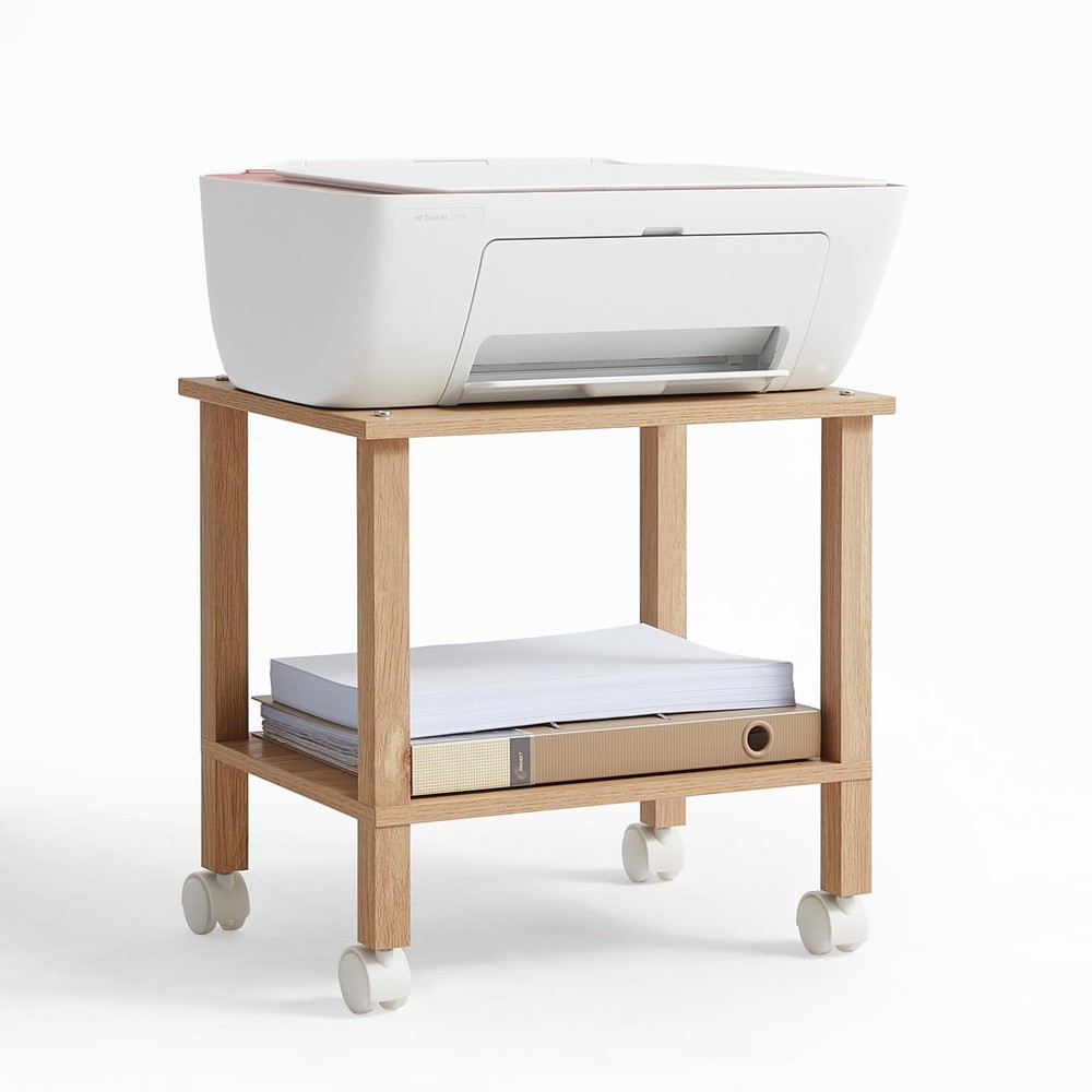 2 Tier Printer Stand with Storage,Under Desk Shelf Printer Table,Small Printe...