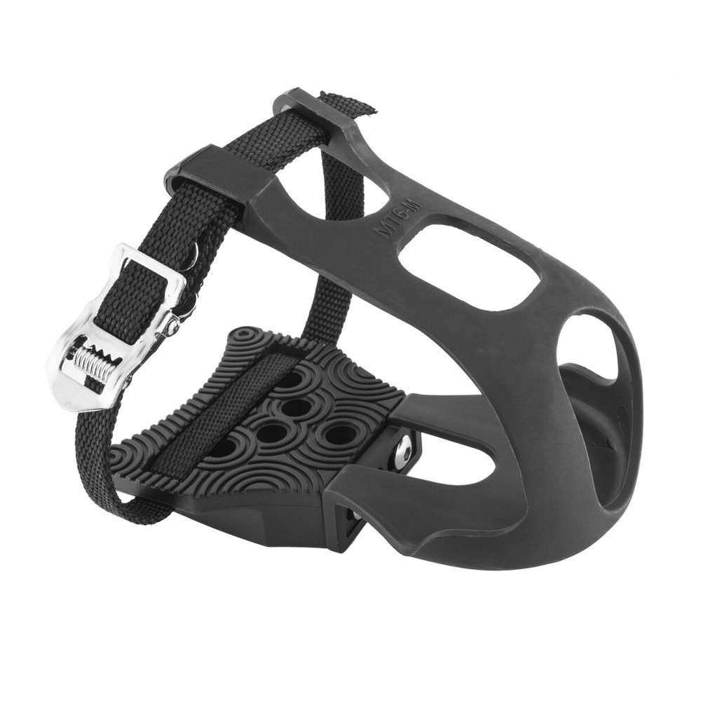 Exustar Clipless Pedal Platform Adapter + Toe Clips & Straps Black - No Cleats