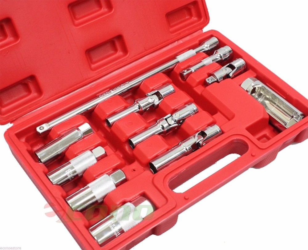 11pc Master Auto Service Tool Set Sockets 4 Spark Plug & Glow Plug Oxygen Sensor