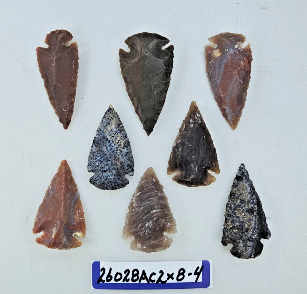 8 Piece Collection 2" Spearheads - Arrowheads - Hand Knapped Agate/Jasper