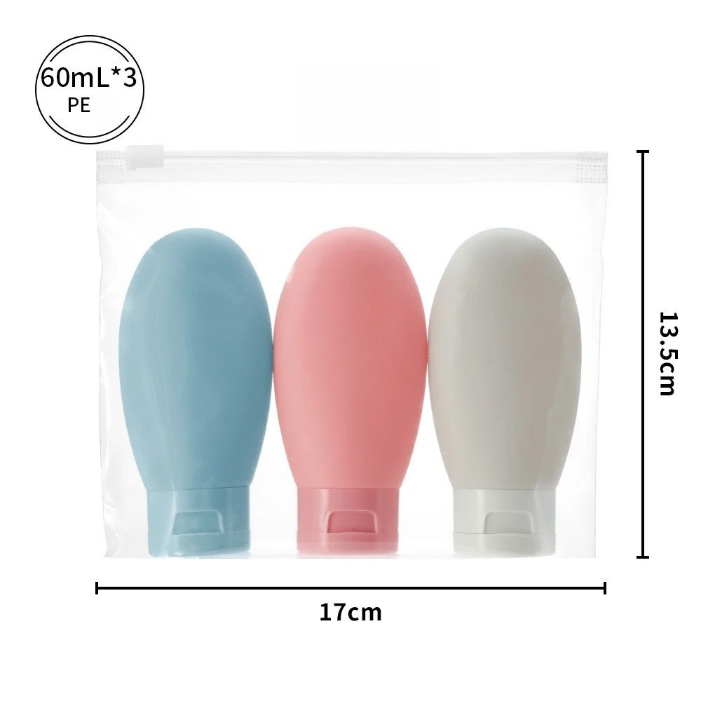 Travel Bottle Set Refillable Squeezable Leakproof Silicone Container 3 pcs/60 ML