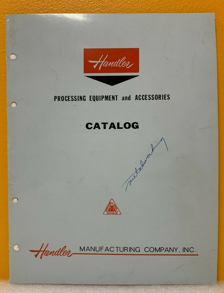 Handler 1982 Processing Equipment and Accessory Catalog.