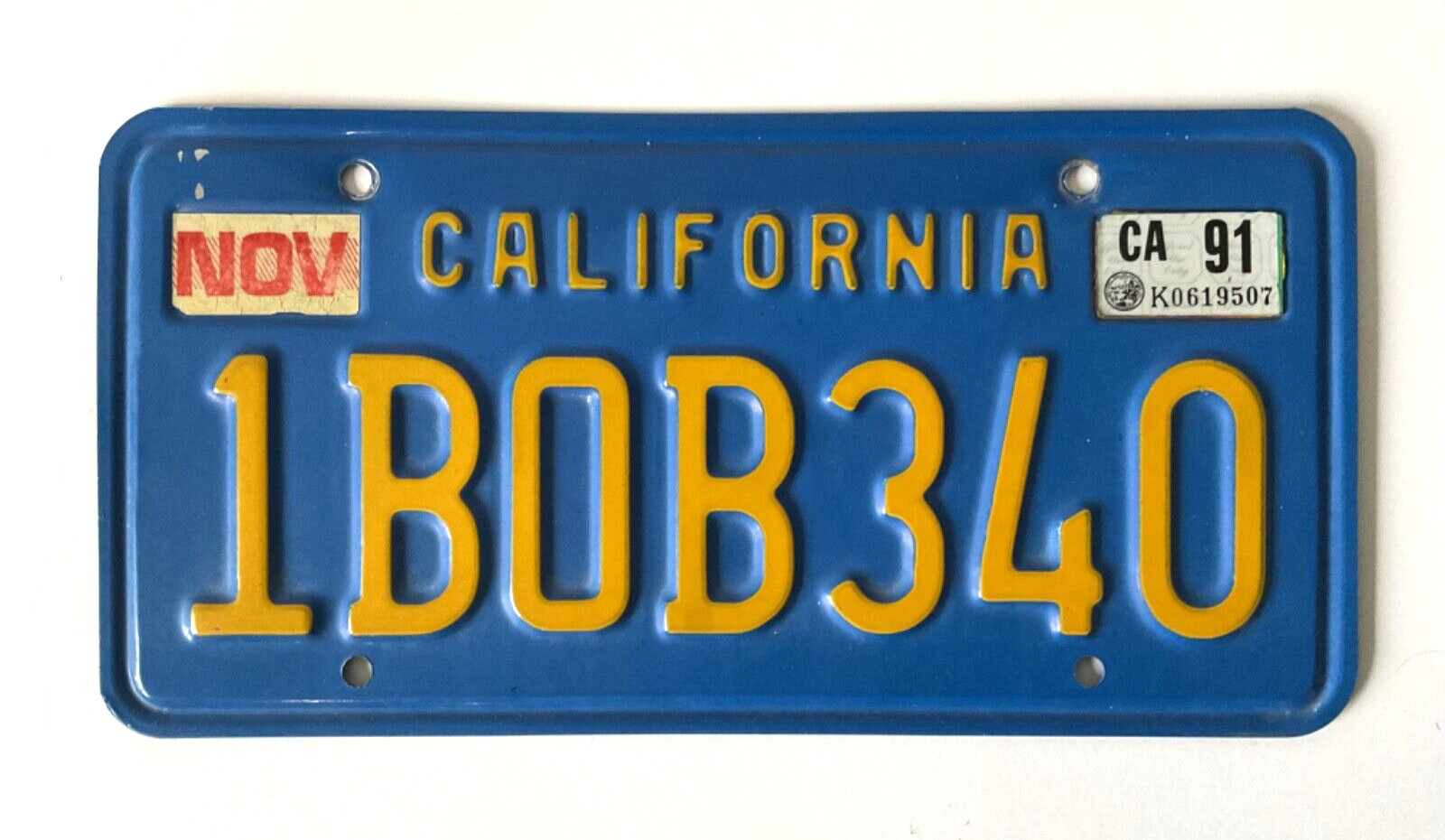 Nice 1991 " BOB " BLUE CALIFORNIA License Plate ALL ORIGINAL