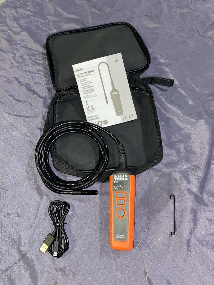 Klein Tools Rechargeable Wireless Borescope ET20 6ft Gooseneck 9mm Camera