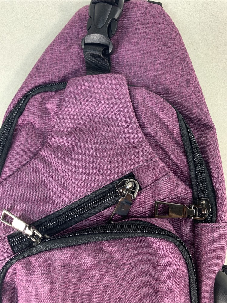 Canvas Slanting Sling Shoulder Bag with USB charging interface, Purple, New