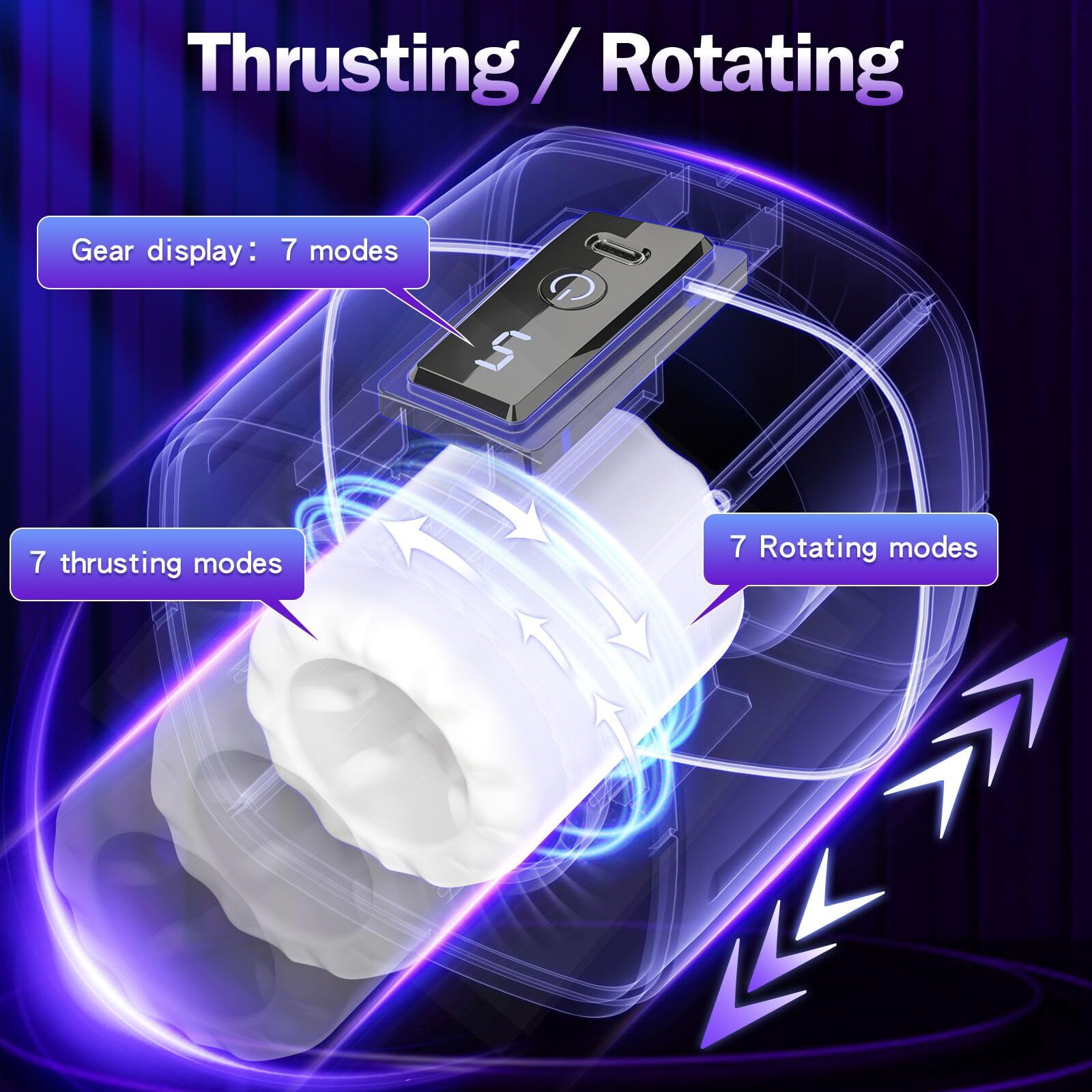 Male Masturbaters Automatic Handsfree Rotating Thrusting Cup Stroker Men Sex Toy