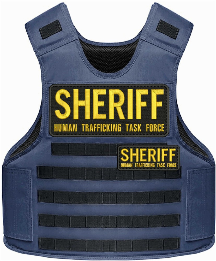 SHERIFF HUMAN TRAFFICKING TASK FORCE EMB PATCH 4X10&2X5 VELCR@ ON BACK  gold