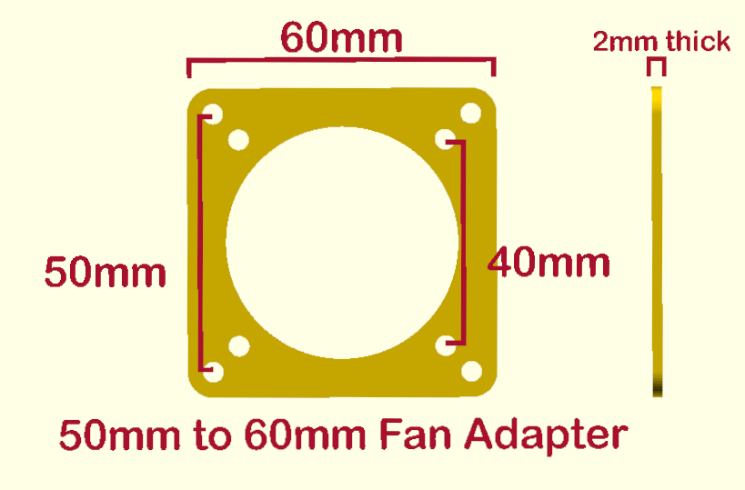 50mm to 60mm Fan Adapter Converter change mounting PC Modding Flat Custom Mod