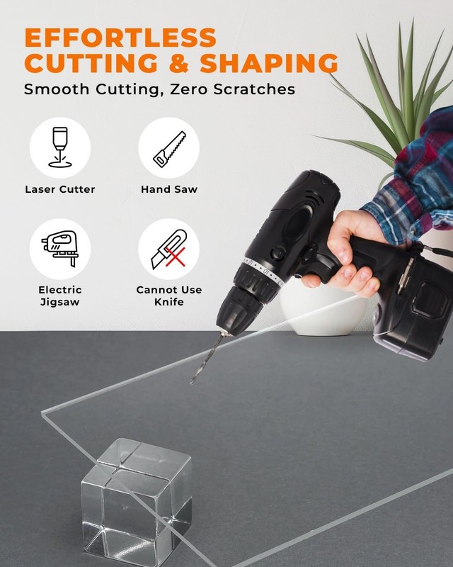 Clear Acrylic Sheet 36 in x 60 in - Crystal Clear, Strong, Shatter-Proof, Light