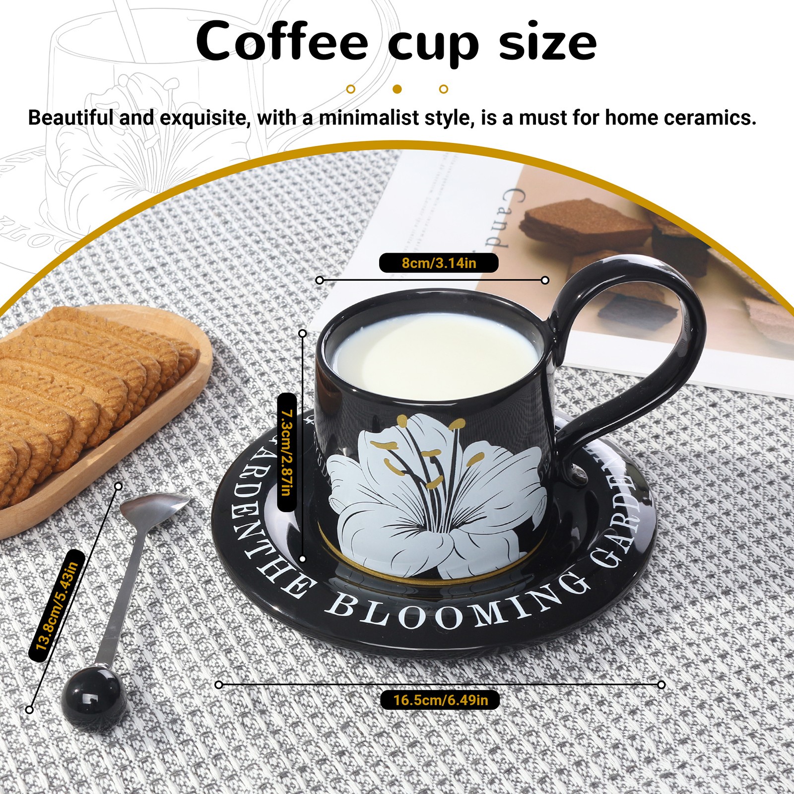 Ceramic Coffee Mugs Retro Style Afternoon Tea Mugs for Home Use, Black