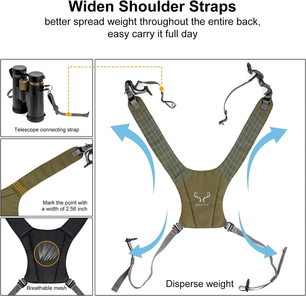 Binocular Harness Chest Pack - Bino Case with Rangefinder Pouch and Waterproof C
