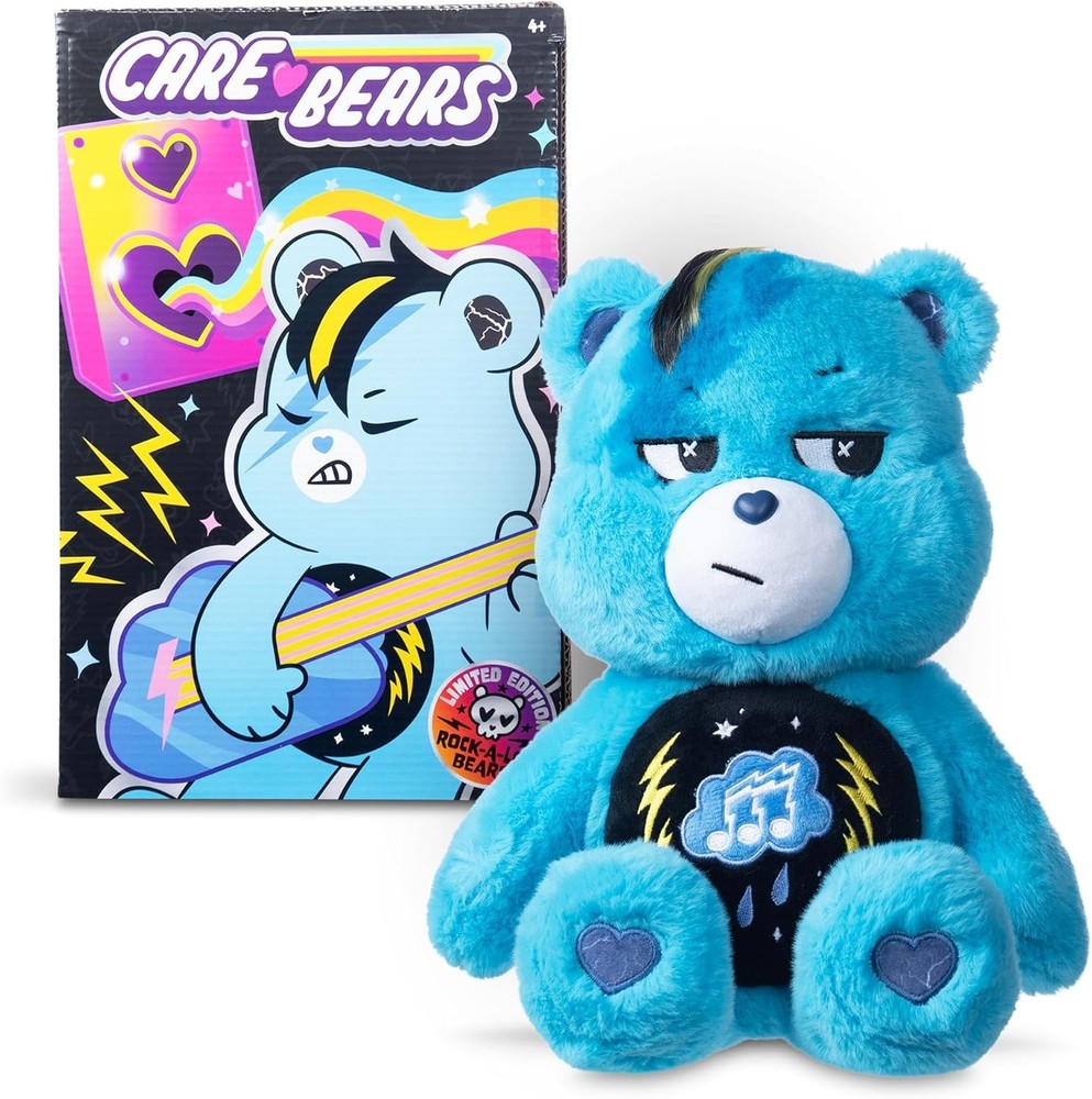 Care Bears 14" Rock Theme Grumpy Bear Medium Size Plush Soft, Huggable Plushie