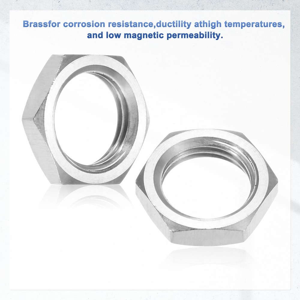 2 Pcs 304 Stainless Steel G 1/4" Thin Pipe Fitting Hex Locknuts with Washer