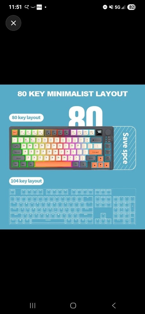 Xunfox K920 Keyboard & Mouse Combo, W/ Display Screen W/ 2x Wireless Modes & Wir