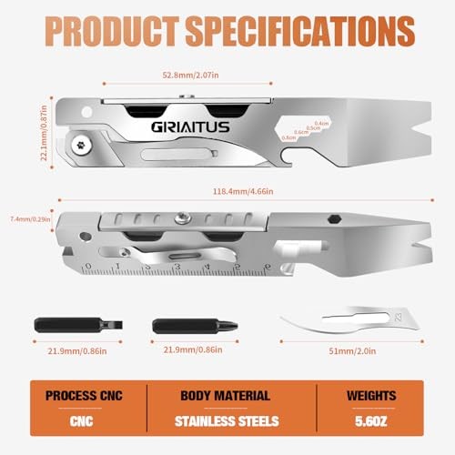 Multitool Pry Bar Wrench Tool with Flat/Phillips Screwdriver Folding Multi