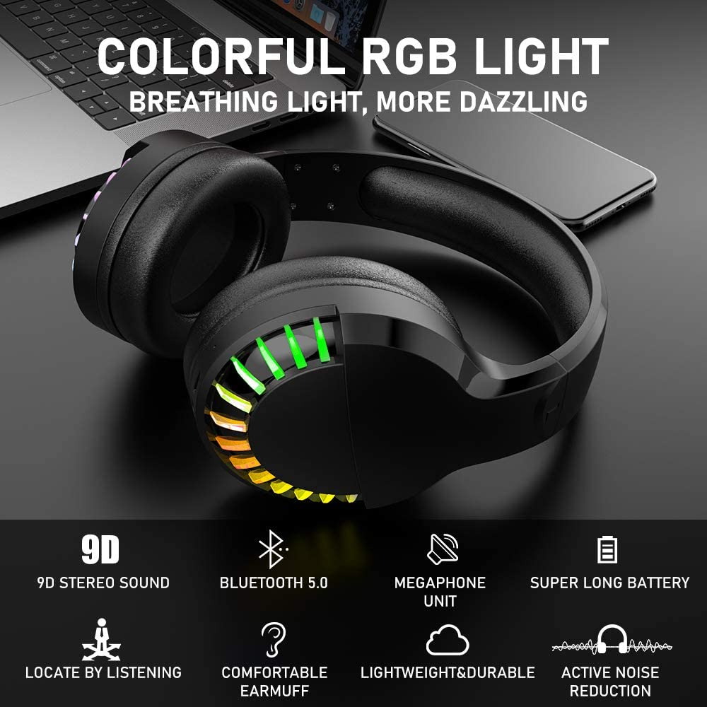 Wireless Gaming Keyboard Mouse Bluetooth Headset Kit with 16 RGB Backlit Recharg
