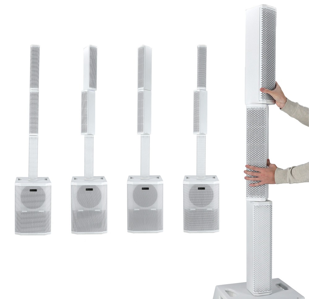 (2) Rockville TITAN ARRAY SYSTEMS Powered Column Array Speaker+10" Subs in White