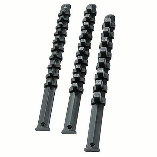 3 Pc Socket Rail Set 1/4” 3/8” 1/2 in. Drive Holder Tool Box Organizer