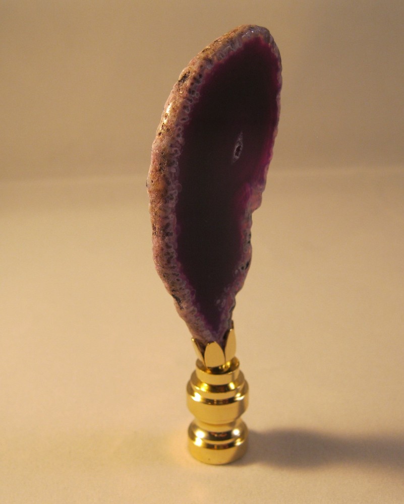 Lamp Finial-Natural PURPLE/AMETHYST AGATE-Brass Base,FS