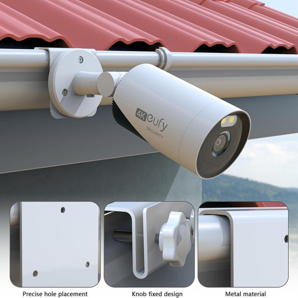 Gutter Mount for Eufy CCTV E330 Aluminium Bracket 360° Adjustable Wall Fitting