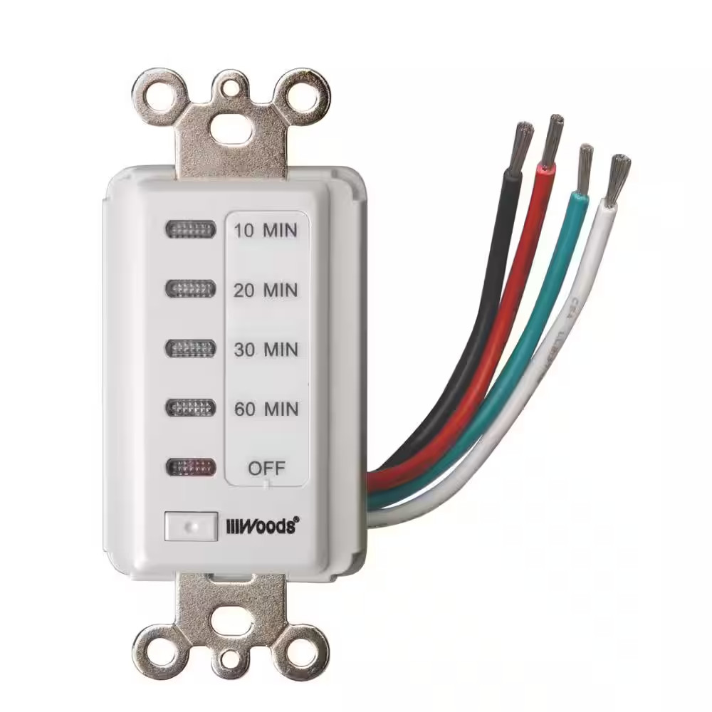 15-Amp 10-20-30-60 Minute In-Wall Countdown Digital Timer Switch, White