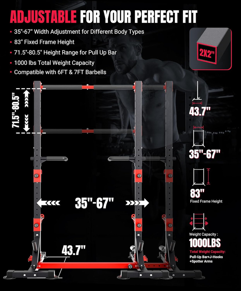 YOLEO Smith Machine & Squat Rack Combo, Multi-Functional Power Racks with Adjust