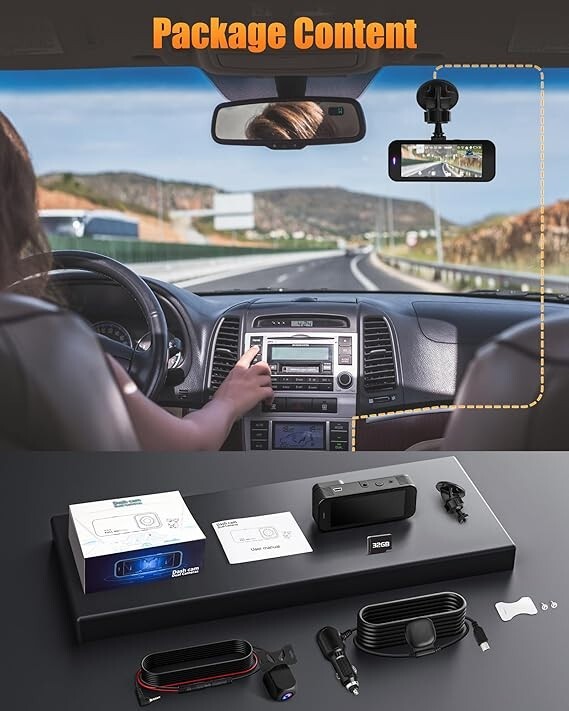 OVEDISA 8K Full UHD Dash Cam Front and Rear Inside with App